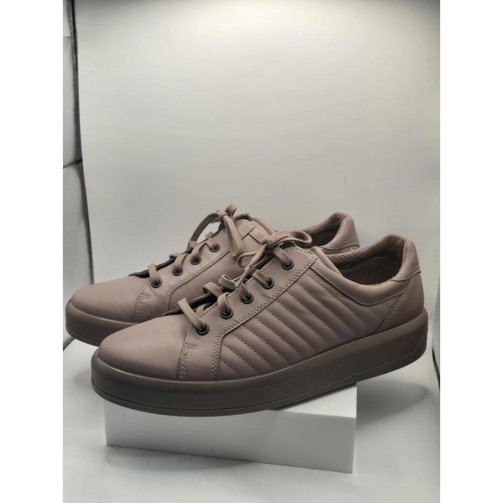 Ecco Shoes Womens Size 11-11.5 Mauve Leather Lace Up Comfort Sneakers Casual